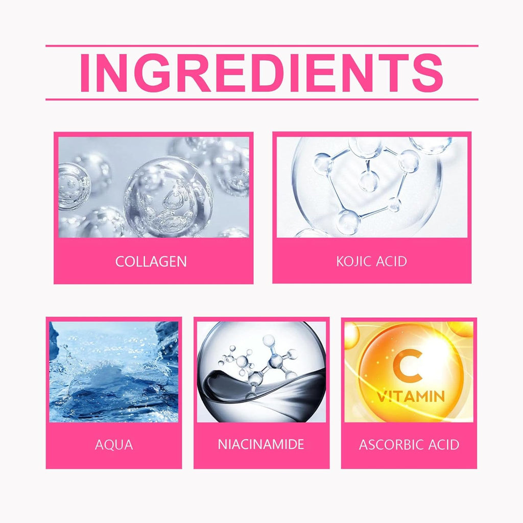 Kojic Acid Serum - Collagen Face Serum for Skin Lig_Htening - anti Aging Face Serum - Dark Spot Correcting Glow Serum - Hydrating Serum - Facial Serum for Firming, Moisturising, Nourishing (30Ml)