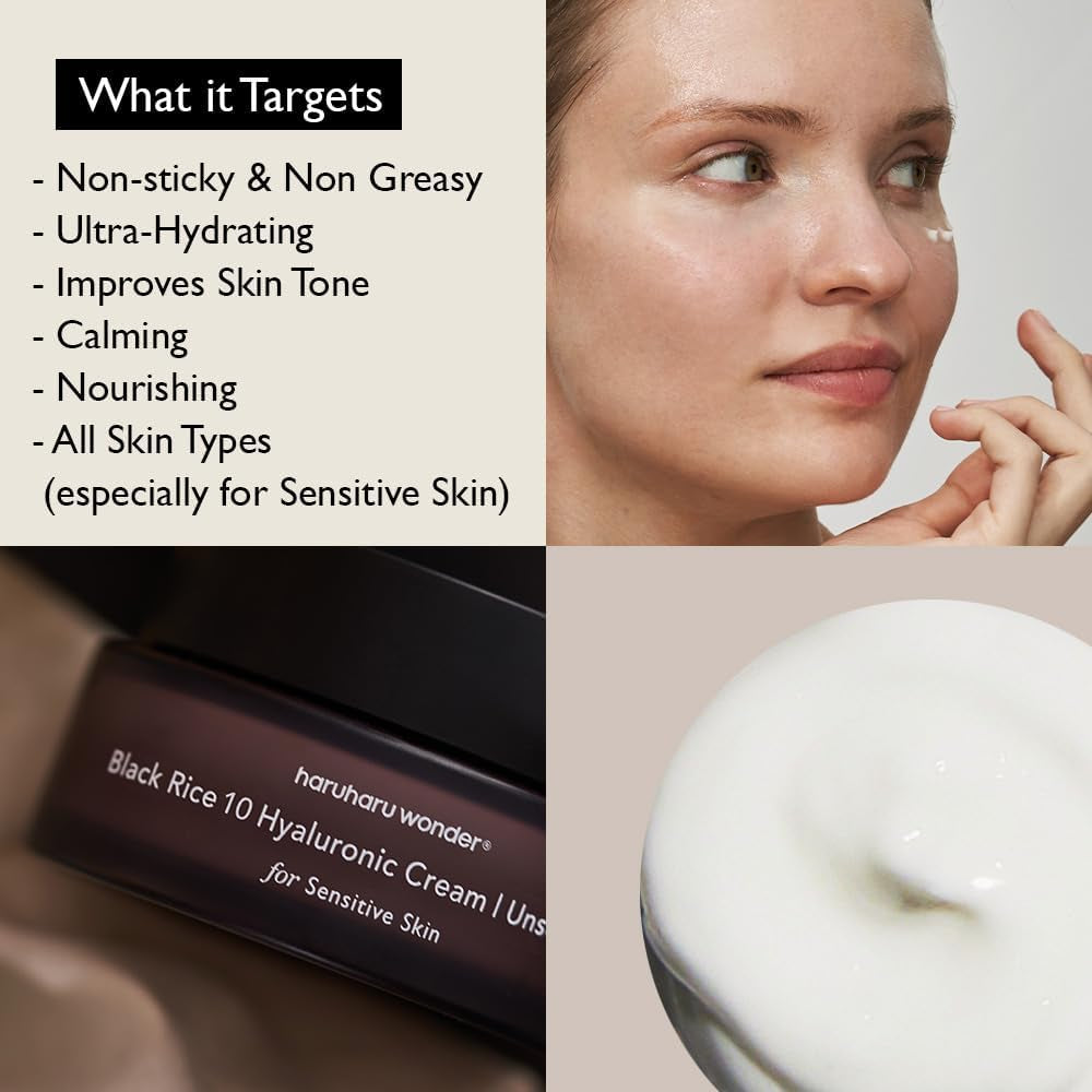 Wonder Black Rice 10 Hyaluronic Cream, Face Moisturizer, Vegan, Cruelty Free, Daily Skincare, Korean Skincare, Unscented, 50Ml
