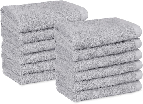 Face Towel Set for Bathroom, 100% Cotton Extra Absorbent Fast Drying Face Cloths 30 X 30 Cm, Grey, 12-Pack