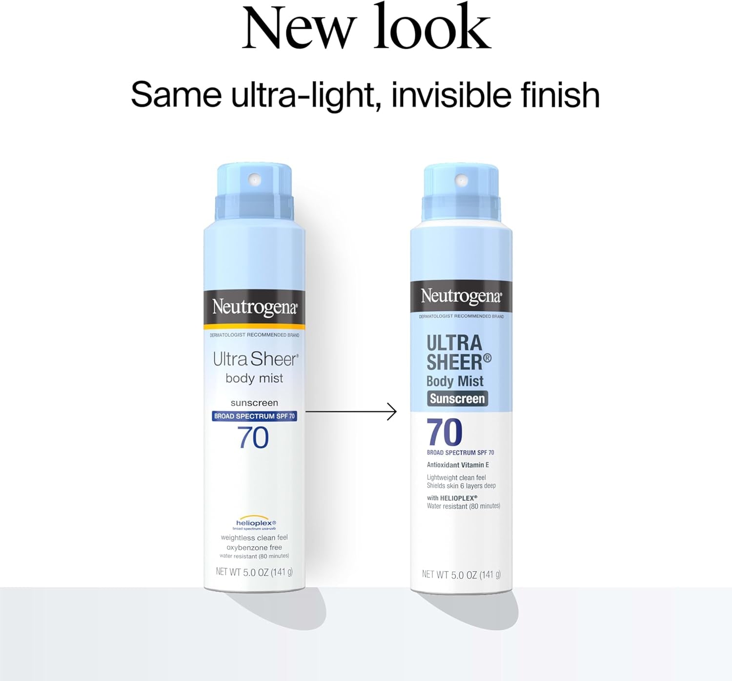 Ultra Sheer Body Mist Sunscreen Spray Broad Spectrum SPF 70, Lightweight, Non-Greasy & Water Resistant, Oil-Free & Non-Comedogenic UVA/UVB Sunscreen Mist, 5 Oz (Pack of 3)